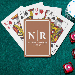 Bruiloft Monogram Bruid en bruidegom Initialen Pokerkaarten