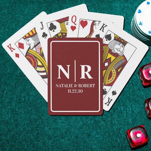 Bruiloft Monogram Bruid en bruidegom Initialen Pokerkaarten