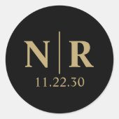 Bruiloft Monogram Bruid en bruidegom Initialen Ronde Sticker (Voorkant)