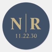 Bruiloft Monogram Bruid en bruidegom Initialen Ronde Sticker (Voorkant)