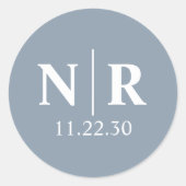 Bruiloft Monogram Bruid en bruidegom Initialen Ronde Sticker (Voorkant)