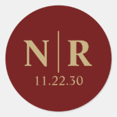 Bruiloft Monogram Bruid en bruidegom Initialen Ronde Sticker (Voorkant)