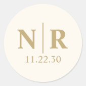 Bruiloft Monogram Bruid en bruidegom Initialen Ronde Sticker (Voorkant)