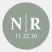 Bruiloft Monogram Bruid en bruidegom Initialen Ronde Sticker (Voorkant)