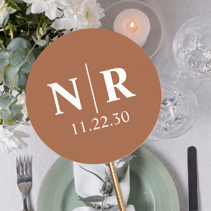 Bruiloft Monogram Bruid en bruidegom Initialen Ronde Sticker