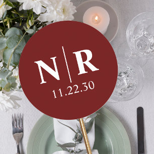 Bruiloft Monogram Bruid en bruidegom Initialen Ronde Sticker