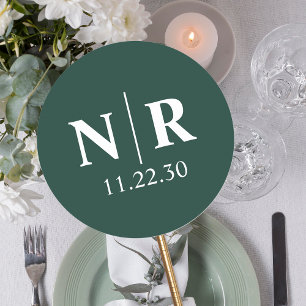 Bruiloft Monogram Bruid en bruidegom Initialen Ronde Sticker