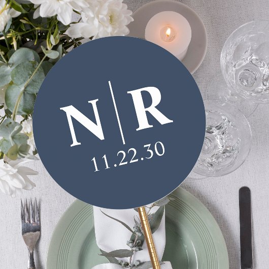 Bruiloft Monogram Bruid en bruidegom Initialen Ronde Sticker