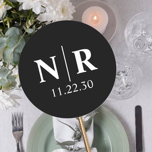 Bruiloft Monogram Bruid en bruidegom Initialen Ronde Sticker