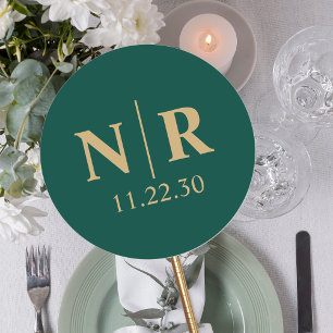 Bruiloft Monogram Bruid en bruidegom Initialen Ronde Sticker