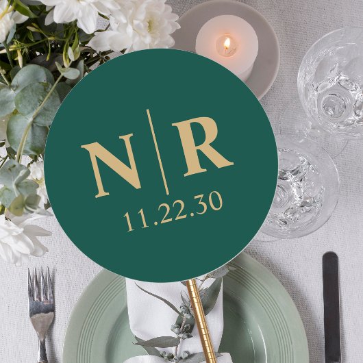 Bruiloft Monogram Bruid en bruidegom Initialen Ronde Sticker