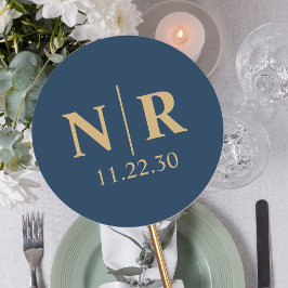 Bruiloft Monogram Bruid en bruidegom Initialen Ronde Sticker