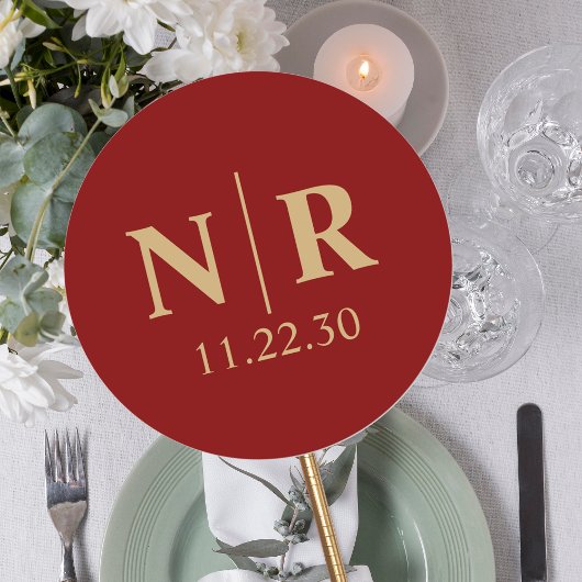 Bruiloft Monogram Bruid en bruidegom Initialen Ronde Sticker