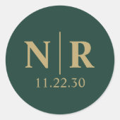 Bruiloft Monogram Bruid en bruidegom Initialen Ronde Sticker (Voorkant)