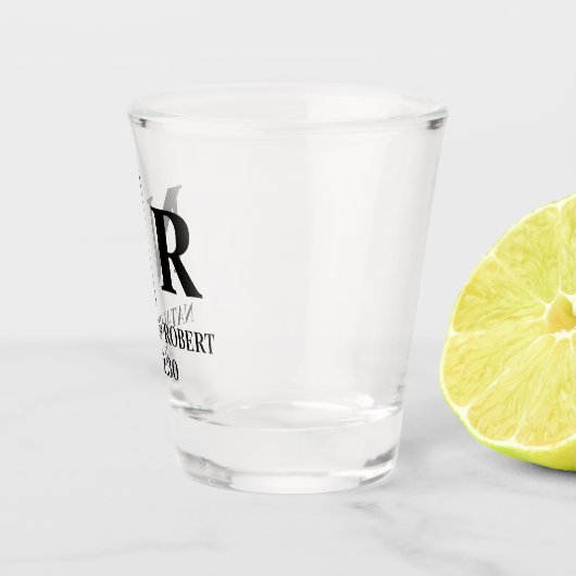 Bruiloft Monogram Bruid en bruidegom Initialen Shot Glas (Rechts)