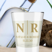 Bruiloft Monogram Bruid en bruidegom Initialen Shot Glas