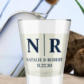 Bruiloft Monogram Bruid en bruidegom Initialen Shot Glas
