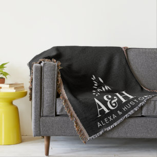 Bruiloft Monogram bruid en bruidegom minimalistisc Deken