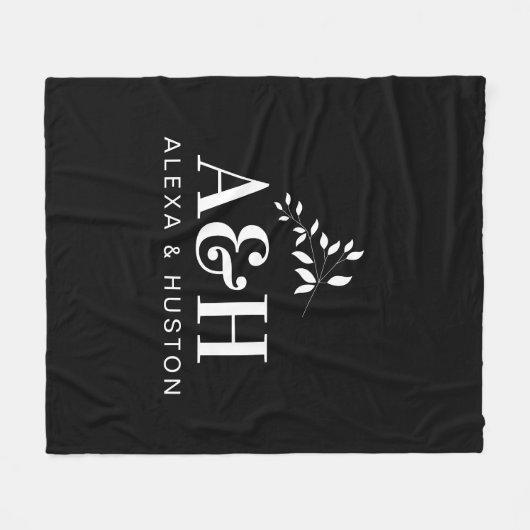Bruiloft Monogram Bruid en bruidegom Minimalistisc Fleece Deken (Voorkant (Horizontaal))