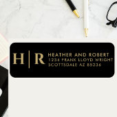 Bruiloft Monogram Bruid en bruidegom Retouradres Etiket