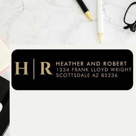 Bruiloft Monogram Bruid en bruidegom Retouradres Etiket