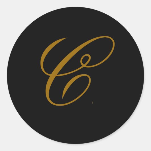 Bruiloft Monogram C Gold & Black Seal Sticker (Voorkant)