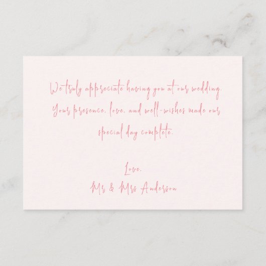 Bruiloft Monogram Crest roze blush dank u kaart (Achterkant)