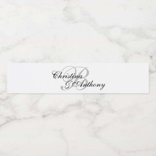 Bruiloft Monogram Custom Water Flesje Label Waterfles Etiket (Enkel label)