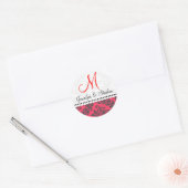 Bruiloft Monogram Damast Seal Stickers : Rood (Envelop)