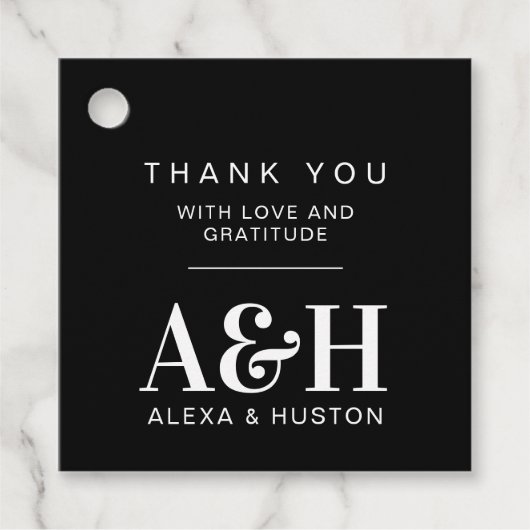 Bruiloft Monogram Eenvoudig Elegant Minimalistisch Bedankjes Labels (Voorkant)