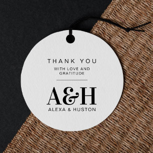Bruiloft Monogram Eenvoudig Elegant Minimalistisch Bedankjes Labels