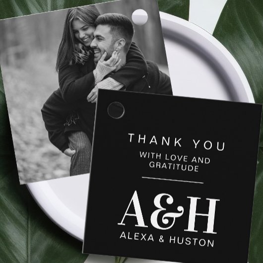 Bruiloft Monogram Eenvoudig Elegant Minimalistisch Bedankjes Labels