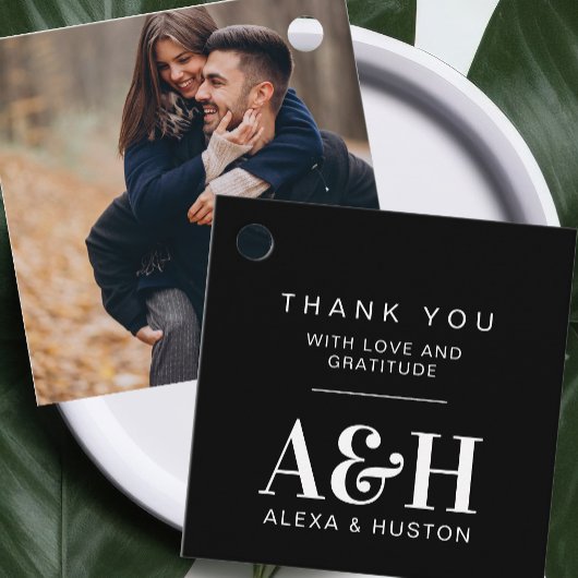 Bruiloft Monogram Eenvoudig Elegant Minimalistisch Bedankjes Labels