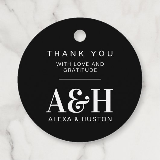 Bruiloft Monogram Eenvoudig Elegant Minimalistisch Bedankjes Labels (Achterkant)