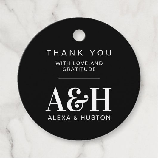 Bruiloft Monogram Eenvoudig Elegant Minimalistisch Bedankjes Labels (Voorkant)