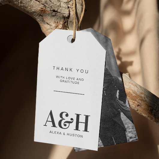 Bruiloft Monogram Eenvoudig Elegant Minimalistisch Cadeaulabel