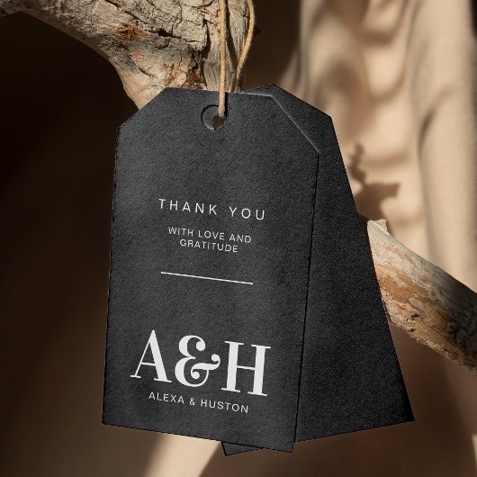 Bruiloft Monogram Eenvoudig Elegant Minimalistisch Cadeaulabel