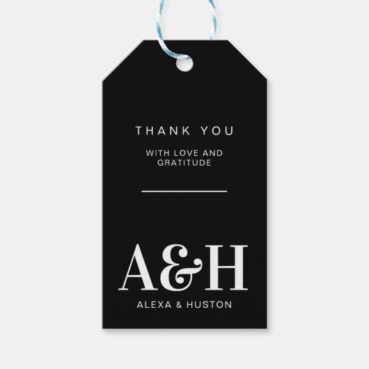 Bruiloft Monogram Eenvoudig Elegant Minimalistisch Cadeaulabel (Voorkant)