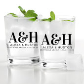 Bruiloft Monogram Eenvoudig Elegant Minimalistisch Whisky Glas