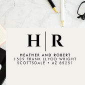 Bruiloft Monogram Eenvoudig Gepersonaliseerd retou Zelfinktende Stempel