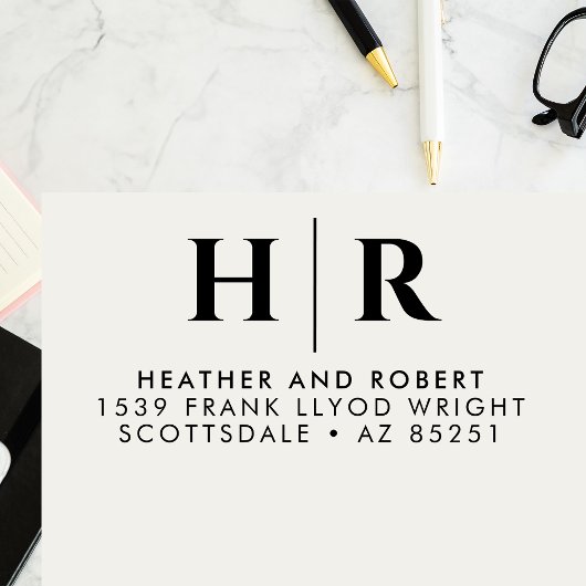 Bruiloft Monogram Eenvoudig Gepersonaliseerd retou Zelfinktende Stempel