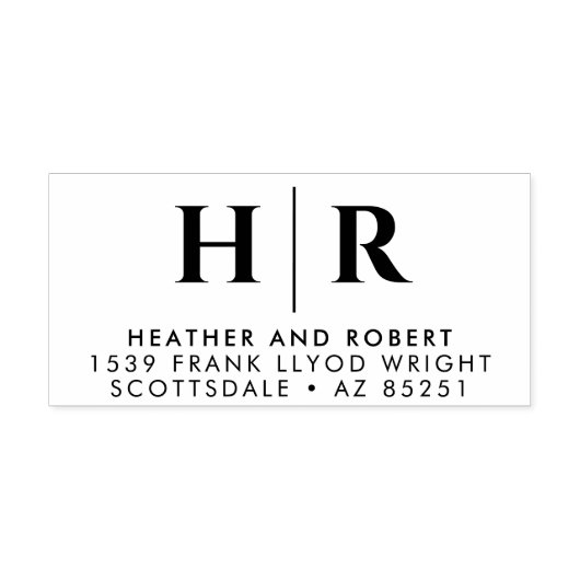 Bruiloft Monogram Eenvoudig Gepersonaliseerd retou Zelfinktende Stempel (Design)