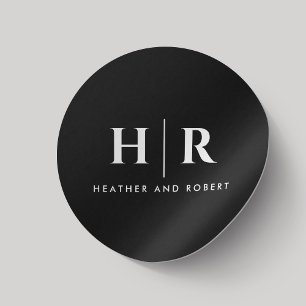 Bruiloft Monogram Eenvoudig Klassiek Chic Minimaal Ronde Sticker