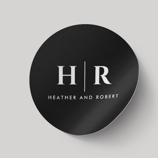 Bruiloft Monogram Eenvoudig Klassiek Chic Minimaal Ronde Sticker