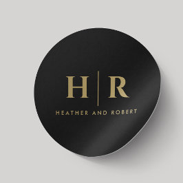 Bruiloft Monogram Eenvoudig Klassiek Chic Zwart Go Ronde Sticker