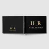 Bruiloft Monogram Eenvoudig Klassiek Minimaal Goud Gastenboek (Volledig)