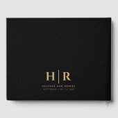 Bruiloft Monogram Eenvoudig Klassiek Minimaal Goud Gastenboek (Achterkant)