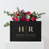 Bruiloft Monogram Eenvoudig Klassiek Minimaal Goud Gastenboek