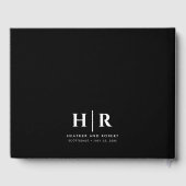 Bruiloft Monogram Eenvoudig Klassiek Minimaal Zwar Gastenboek (Achterkant)