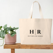 Bruiloft Monogram Eenvoudige Klassieke Elegant Min Grote Tote Bag